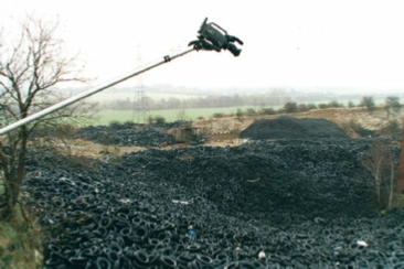 Millions of tyres - camera on boom
