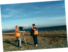 Crew near rail line